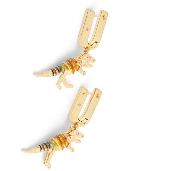 Coach Skeletal Rexy Huggie Earrings Gold/Multi - Picture 2 of 8